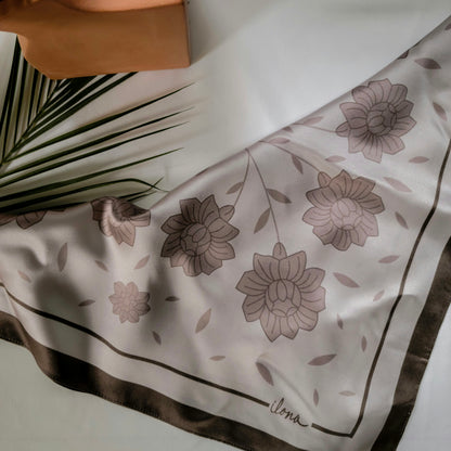 Kalocsa 100% Mulberry Silk Scarf - Kávé