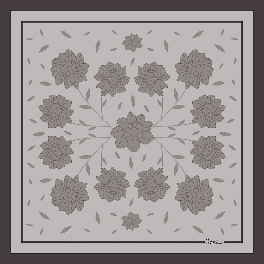Kalocsa 100% Mulberry Silk Scarf - Kávé
