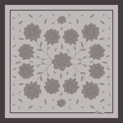 Kalocsa 100% Mulberry Silk Scarf - Kávé