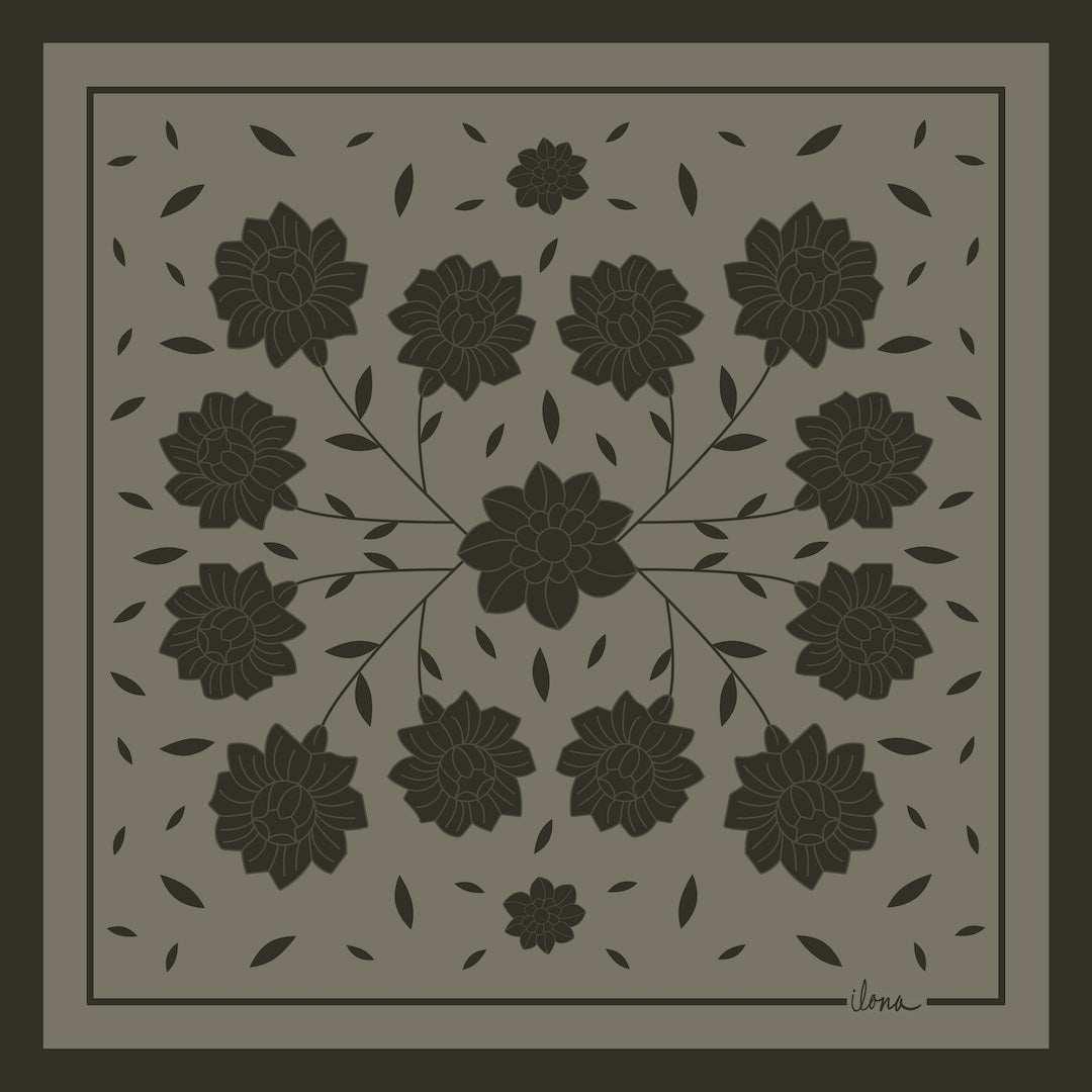 Kalocsa 100% Mulberry Silk Scarf - Oliva